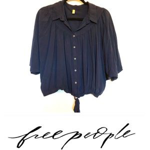 LAST CHANCE Free People Collared Front Tie Top